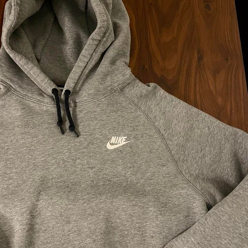 Nike Embroidered Hoodie Grey Loungewear Sweatshirt XL - Picture 3 of 5